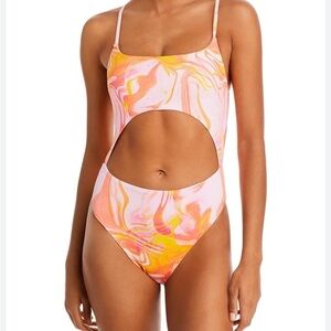 AQUA Swirl Print Cutout One Piece Swimsuit NWT XS